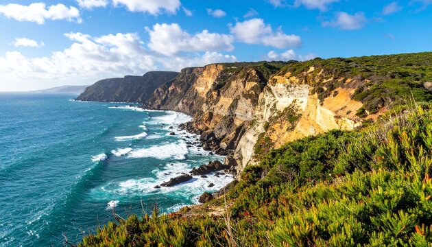 Coastal cliffs and ocean landscape