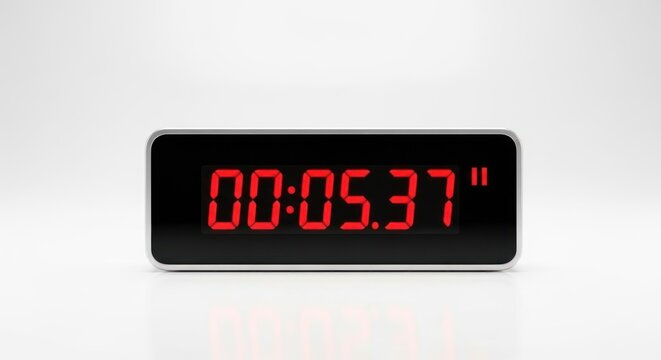 Digital Timer Showing Five Seconds and Thirty Seven.