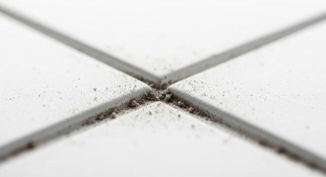 Dirty Grout Between White Ceramic Tiles.