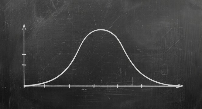 Vintage blackboard drawing of a Gaussian bell curve illustrating statistical concepts