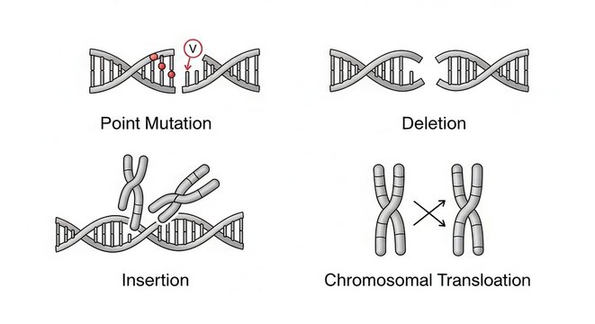 DNA Mutation Types: Point Mutation, Deletion, Insertion, Chromosomal Translocation