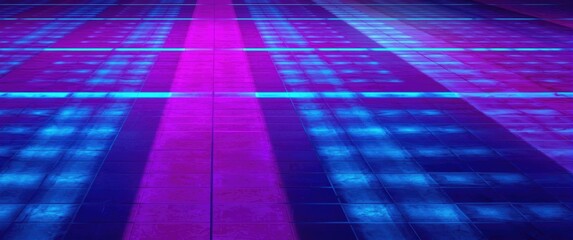 Vibrant hues of azure magenta and violet in a mesmerizing symmetrical rectangular floor pattern