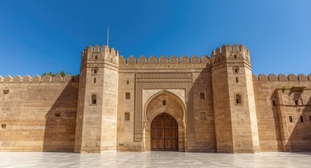 Fototapeta premium Historic medina architecture including ancient defensive fortifications and gateways