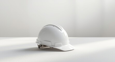 Fototapeta premium White construction helmet displayed flat with generous copy space around