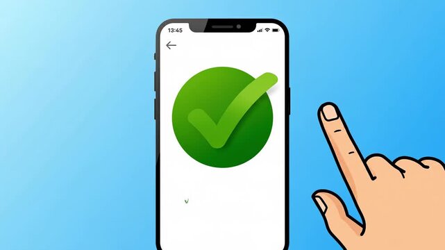Flat vector data protection multi factor concepts. Hand presses smartphone showing green checkmark for secure multi factor authentication providing flat vector data protection confirming privacy