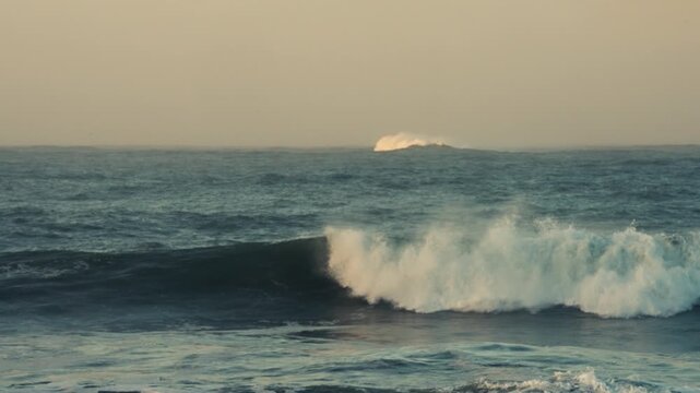 Misty Beach at Sunrise in Slow Motion