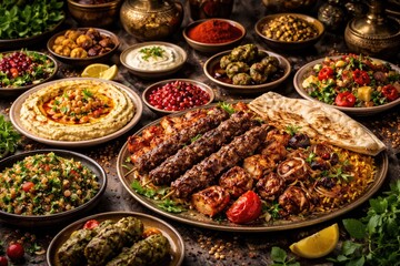 Obraz premium Delicious Middle Eastern dishes showcasing exquisite traditional flavors