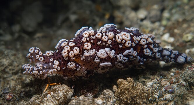Solitary tunicate displaying its siphon openings and body patterns
