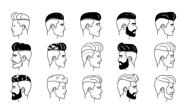 Men&rsquo;s hairstyle set &ndash; haircut collection vector illustration