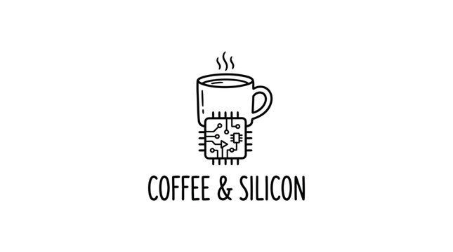 Coffee and Silicon Logo Tech Start-Up Concept