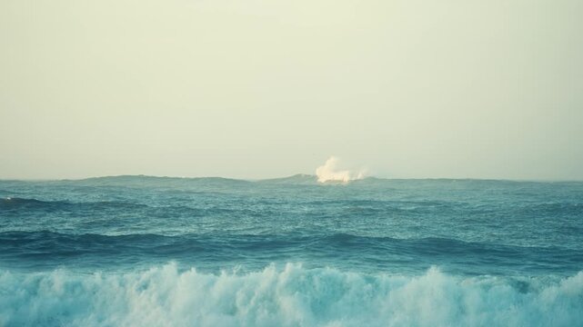 Misty Beach at Sunrise in Slow Motion