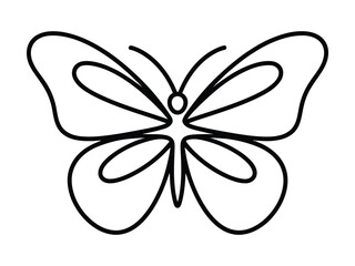 Fototapeta premium Artistic minimalist line art drawing of a butterfly with wings spread wide and antennae reaching upwards .