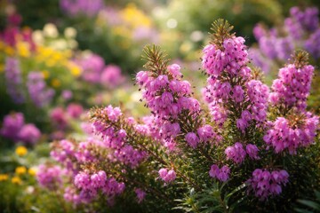 Obraz premium Erica Flower Blooming in Vibrant Spring Garden with Lush Background