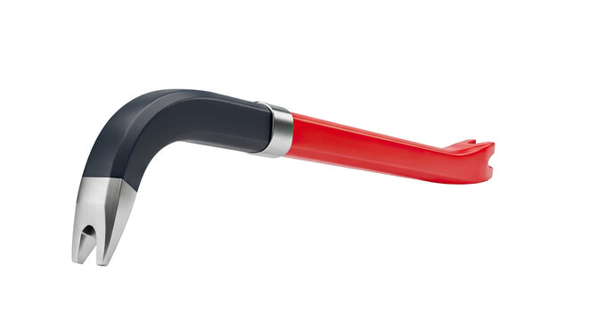 Red and Black Crowbar on White Background