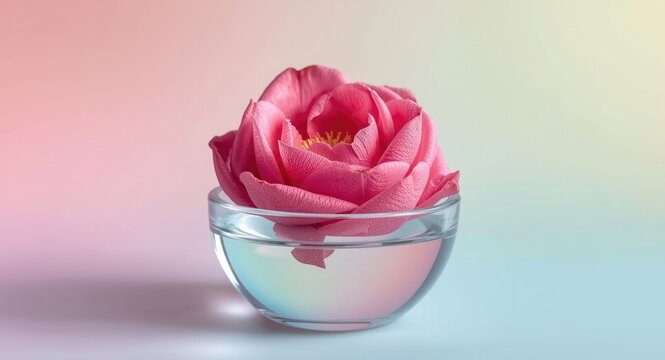 Rich textured live flower rosin showcased in clear glass bowl with colorful pastel gradient background