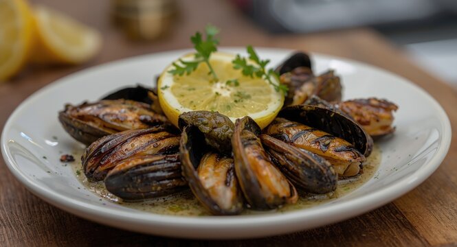 Grilled limpets with a refreshing lemon accompaniment