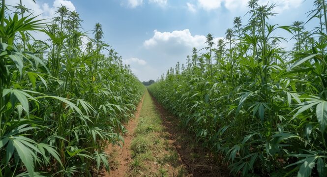 Wide angle image of sunn hemp crops promoting sustainable soil quality