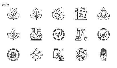 Fototapeta premium Sustainable science eco chemistry icon set green technology vector