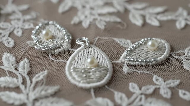 Elegant Jewelry and Floral Lace Embellishments for Wedding Designs.