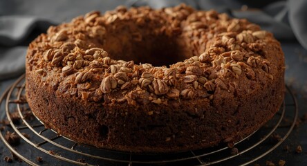 Fototapeta premium Traditional cinnamon coffee cake with a spiced streusel topping