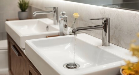 Fototapeta premium Reliable basin and tap installation service for updated bathrooms