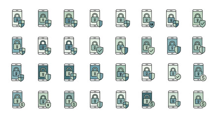 Fototapeta premium A collection of blue and green icons.
