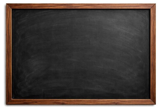Classic black chalkboard with wooden frame and generous copy space for creative text