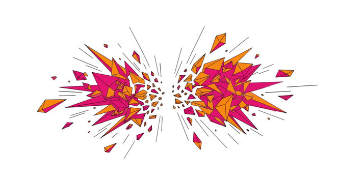 Vibrant pink orange explosion graphic design element