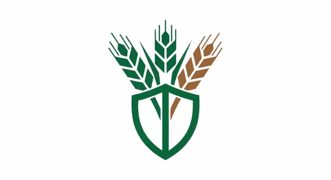 Wheat ears and shield logo representing agriculture and protection.