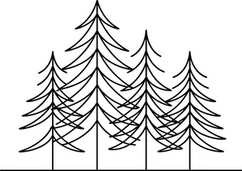 Fototapeta premium Black and white layered forest silhouette tree