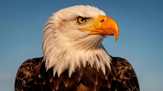 Majestic bald eagle calmly surveys its surroundings with sharp eyes in nature wildlife scene
