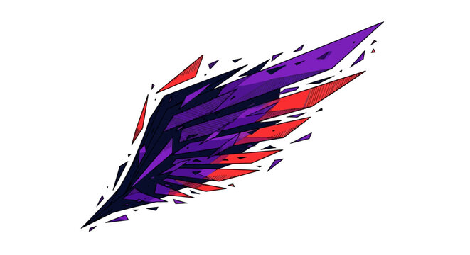 Vibrant purple and red abstract wing shape graphic design element