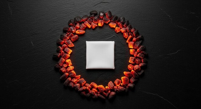 Burnt orange and red leaf circle frame.