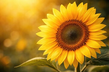 Obraz premium Close up of a vibrant sunflower with copy space for text or design