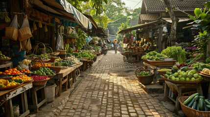 Obraz premium countryside local walking Thai street market at Thailand. 