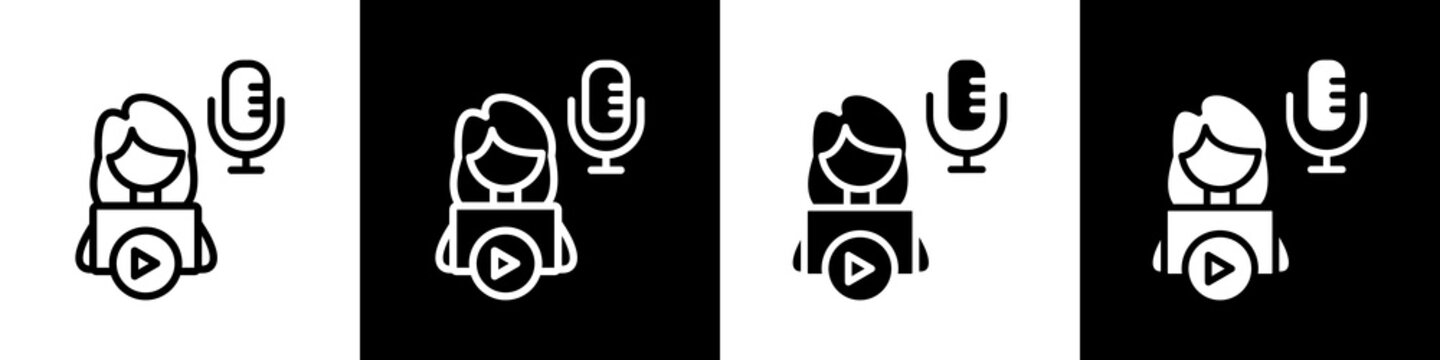 Content creator black and white icon design concept