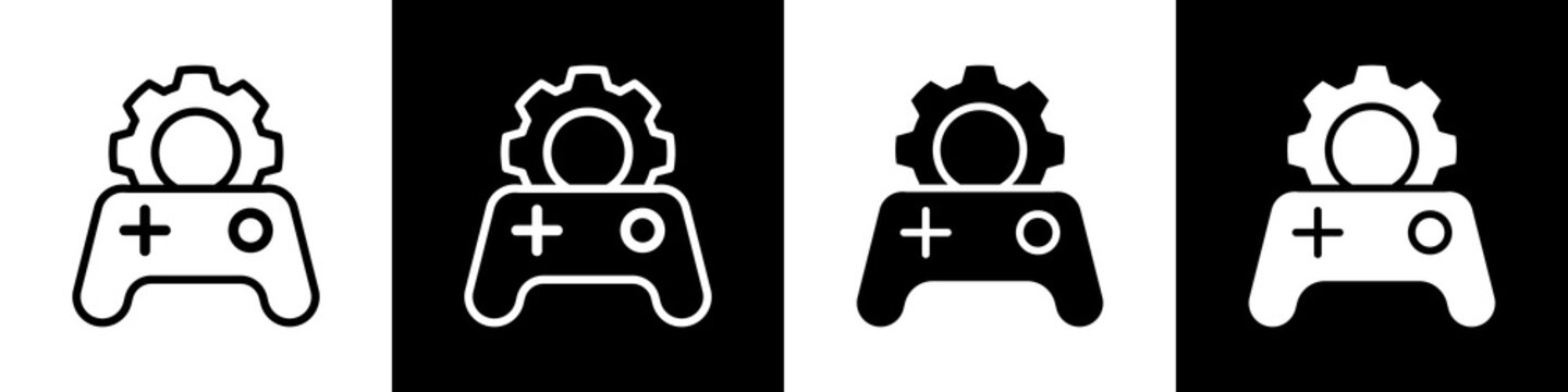 Game developer black and white icon design concept