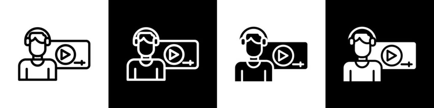 Course creator black and white icon design concept