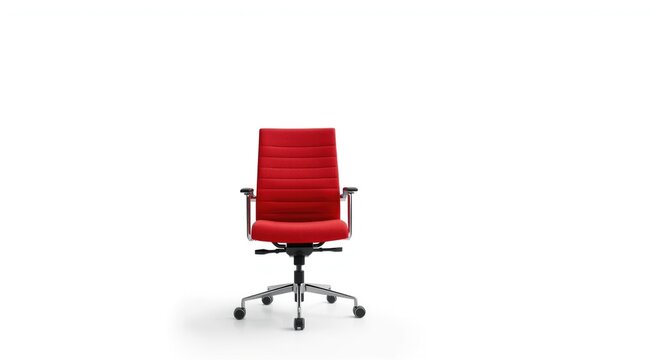 Empty seat red office chair on clean white background banner
