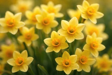 Obraz premium Detailed close up of tiny yellow daffodil blossoms