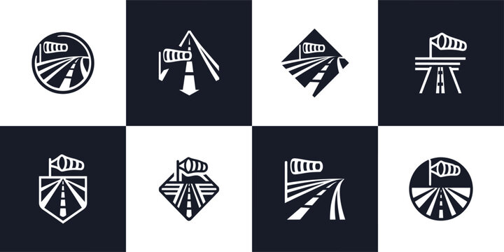Road Safety Wind Warning Icons Collection