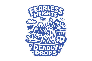 Fearless Heights Deadly Drops Mountain Climbing Adventure Cartoon Illustration © Ghaghah24