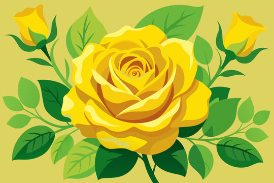 yellow rose vector illustration