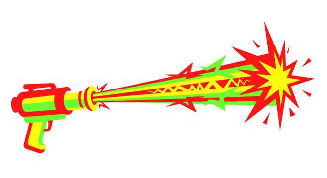 Retro Ray Gun Shooting Colorful Energy Blasts