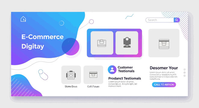 E-commerce website template, online store layout, digital marketing design, web page mockup, modern retail interface