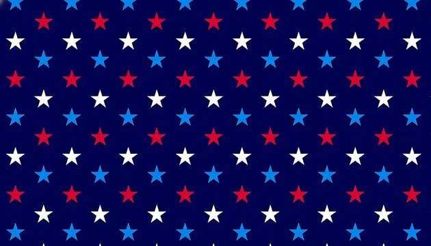 memorial day seamless pattern with red, white, and blue stars on a dark blue background