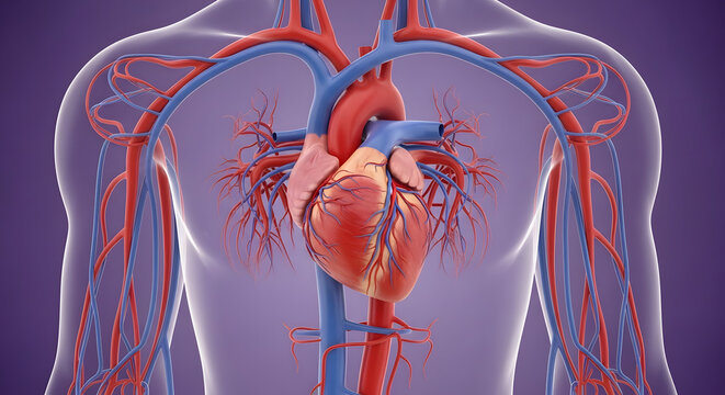 Human Heart Anatomy with Major Blood Vessels