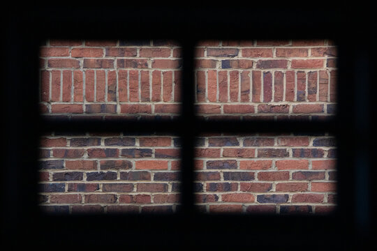brick wall through a window