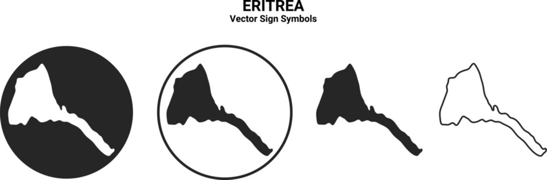 Eritrea Map Vector Icon Set Minimal Silhouette
