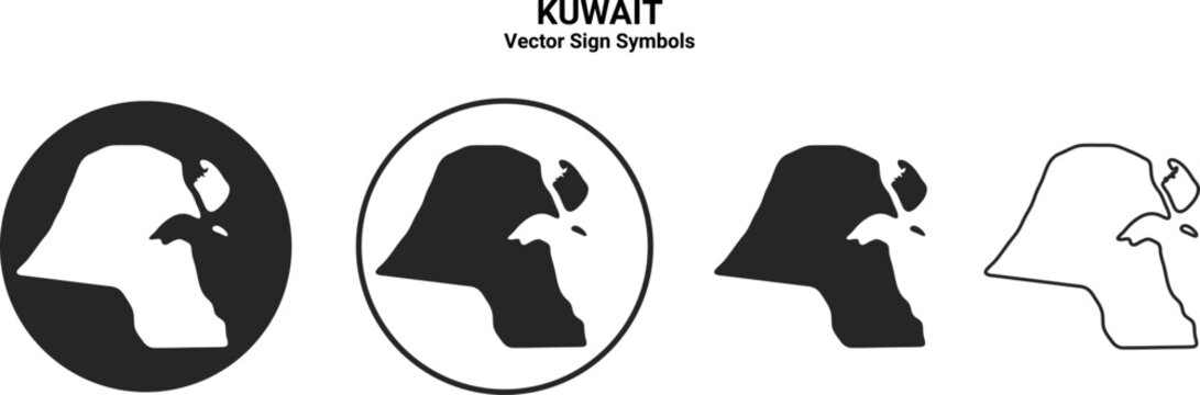 Kuwait Map Vector Icon Set Minimal Silhouette
